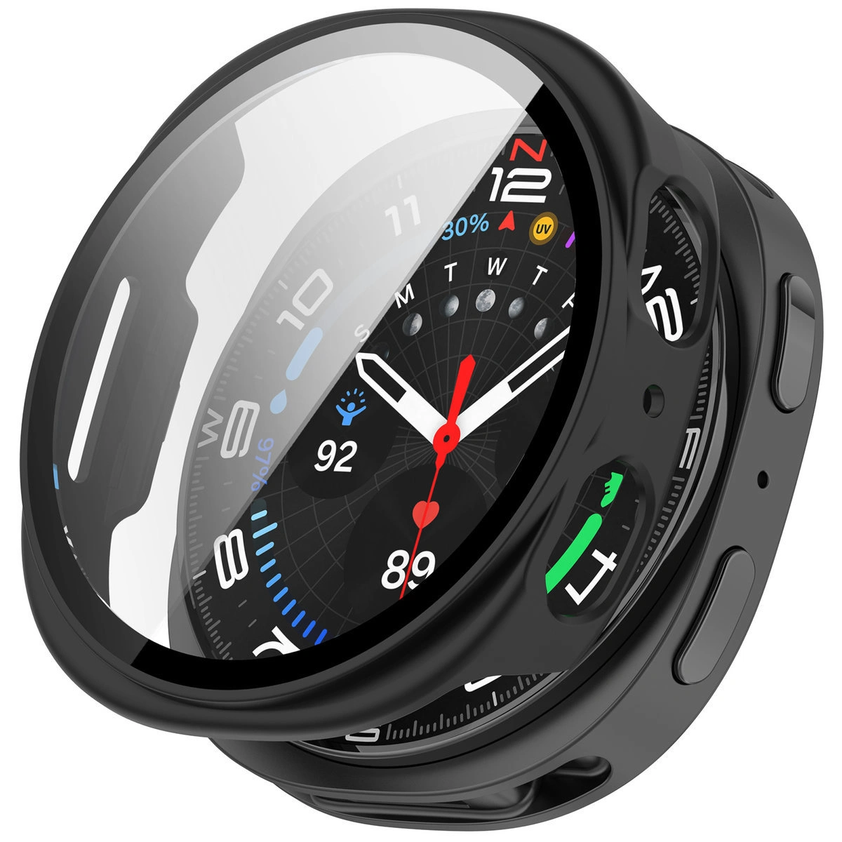 Wizualizacja nakładania etui Bizon Case Watch Adamo do Galaxy Watch 8 40 mm